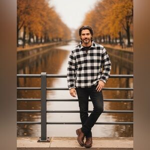 John Wayne Casual Black and Gray Shirt